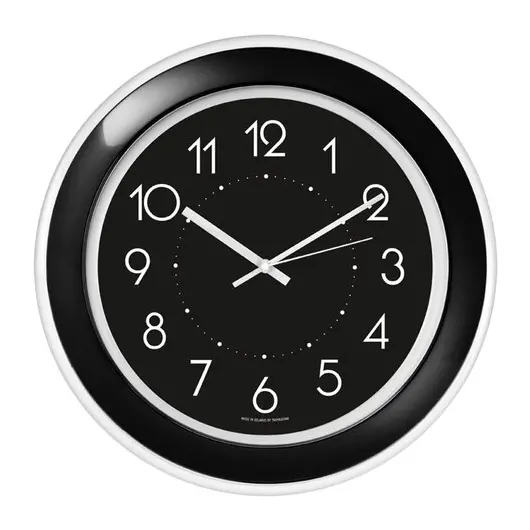 Часы настенные TROYKATIME (TROYKA) 122201202, круг, черные, черная рамка, 30х30х3,8 см, фото 1