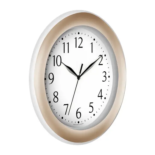 Часы настенные TROYKATIME (TROYKA) 122281201, круг, белые, золотая рамка, 30х30х3,8 см, фото 2