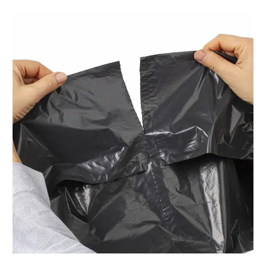 Мешки для мусора 120 л черные, в рулоне 10 шт., ПВД 55 мкм, 68х105 см, ЛЮБАША, 608097, фото 4