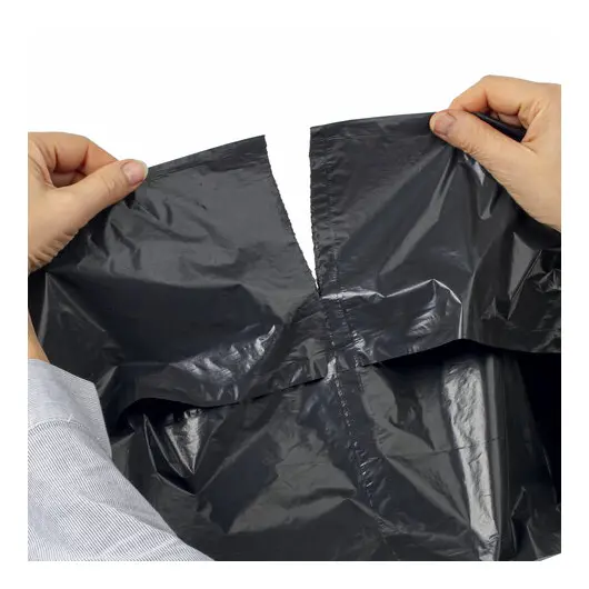 Мешки для мусора 120 л, черные, в рулоне 10 шт., ПВД 30 мкм, 65х100 см, ЛЮБАША, 608096, фото 4