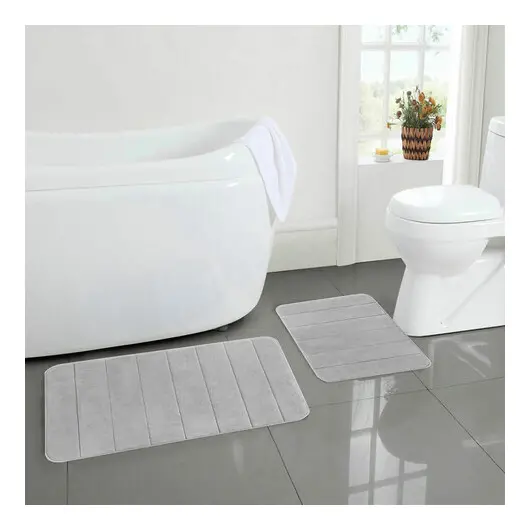 Комплект ковриков MEMORY EFFECT для ванной 50х80 см и туалета 40х60 см светло-серый LAIMA HOME, 608446, фото 10