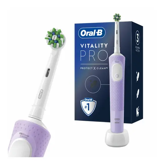 Зубная щетка электрическая ORAL-B (Орал-би) Vitality Pro, ЛИЛОВАЯ, 1 насадка, 80367617, фото 3