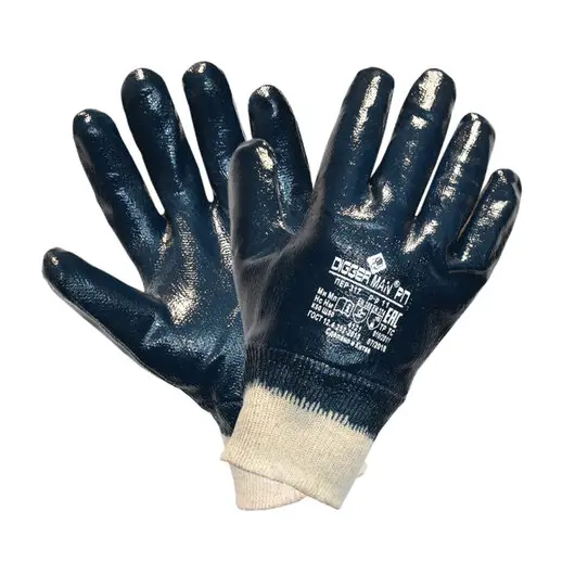 Перчатки хлопковые DIGGERMAN РП, нитриловое покрытие (облив), размер 11 (XXL), синие, ПЕР317, фото 1