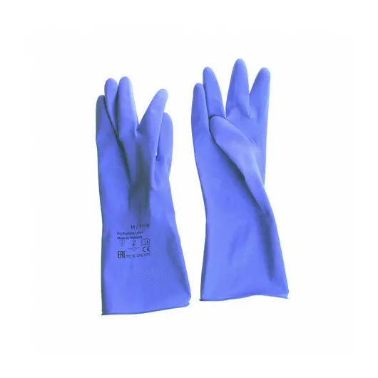 Перчатки латексные КЩС, сверхпрочные, плотные, хлопковое напыление, размер 7,5-8 M, средний, синие, HQ Profiline, 74734, фото 8
