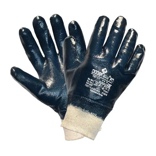 Перчатки хлопковые DIGGERMAN РП, нитриловое покрытие (облив), размер 10 (XL), синие, ПЕР317, фото 1