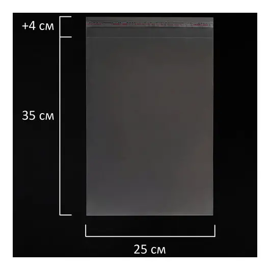 Пакет БОПП с клеевым клапаном, КОМПЛЕКТ 100 шт., 25х35+4 см, толщина 30 мкм, с усиленным швом, фото 6