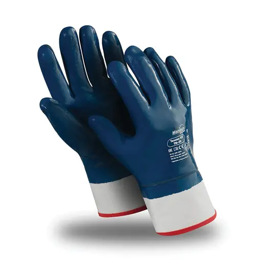 Перчатки хлопковые MANIPULA ТЕХНИК КП, нитриловое покрытие (облив) р-р 10 (XL), синие, TN-01/MG-224, фото 1
