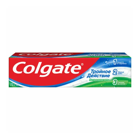 Зубная паста 50 мл COLGATE &quot;Натуральная мята&quot;, тройное действие, с фторидом, 7891024128954, фото 5