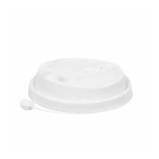 Крышка с питейником для бумажного стакана, диаметр 80 мм, матовая, белая, полипропилен, ВЗЛП, 3002М/Б, фото 1