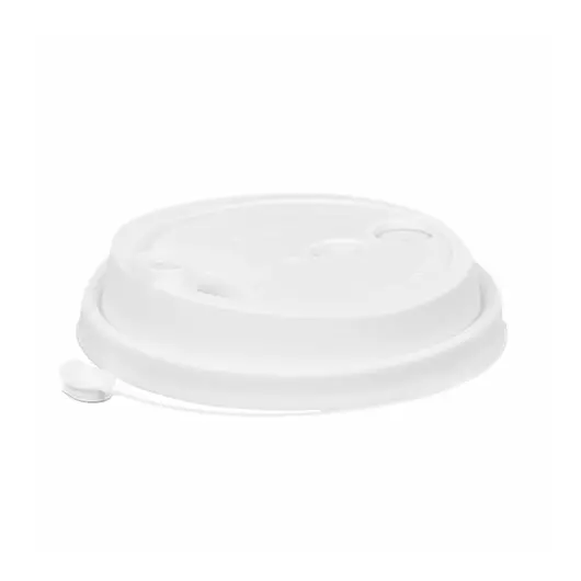 Крышка с питейником для бумажного стакана, диаметр 90 мм, матовая, белая, полипропилен, ВЗЛП, 3001М/Б, фото 1