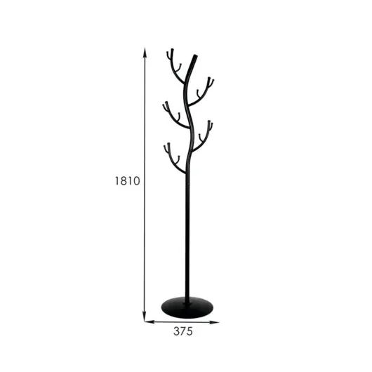 Вешалка-стойка &quot;Дерево&quot;, 1,81 м, диск 37,5 см, 15 крючков, металл, черная, ВНП 211 Ч, фото 2