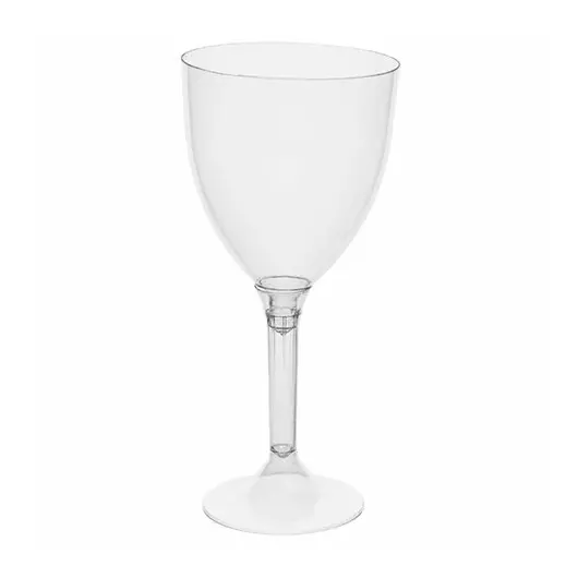 Бокал одноразовый 250 мл для вина пластиковый, прозрачная высокая ножка, ВЗЛП, 1013, фото 1