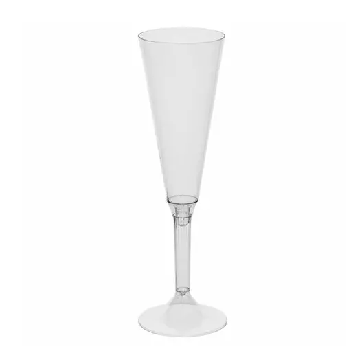 Фужер одноразовый 160 мл для шампанского пластиковый, прозрачная высокая ножка, &quot;Флюте&quot;, 1015, фото 1