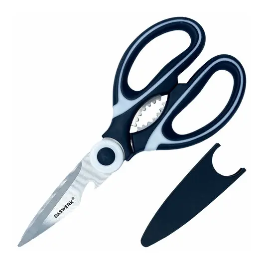 Ножницы кухонные DASWERK, 210 мм, с орехоколом, открывашкой, футляром для лезвий, 608904, фото 2