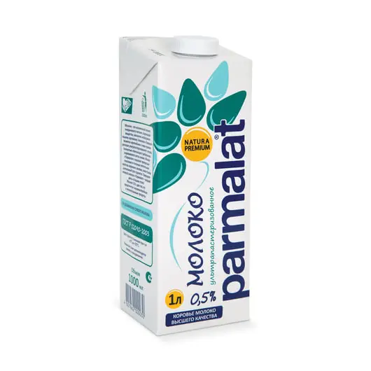 Молоко PARMALAT (Пармалат), жирность 0,5%, ультрапастеризованное, картонная упаковка, 1 л, 502316, фото 1